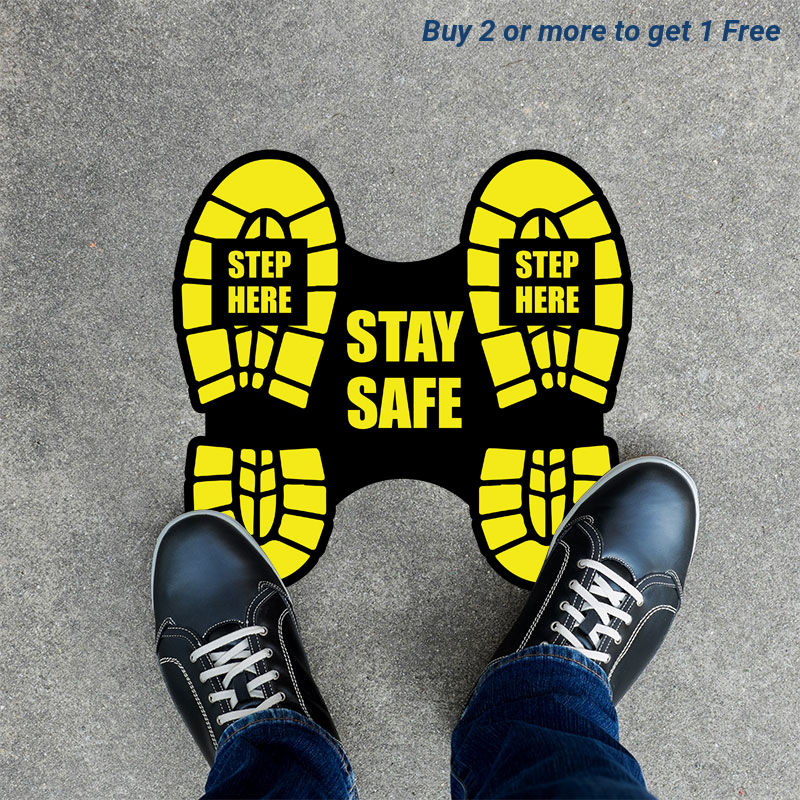 Step Here Social Distancing Stickers